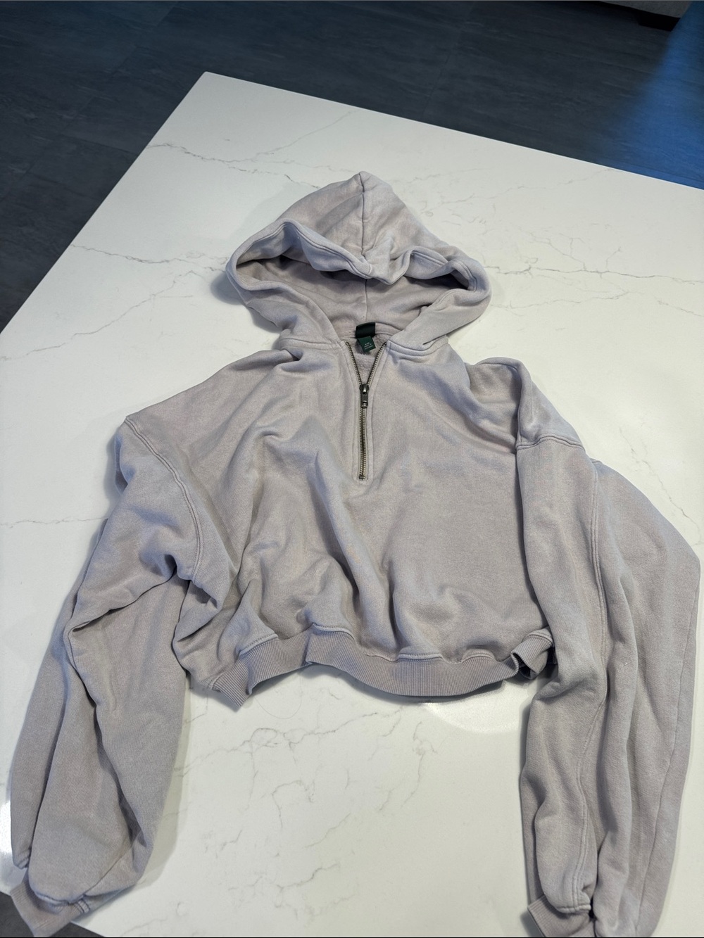 Wild Fable XXS Cropped Hooded Half-Zip Sweatshirt - Light Grey